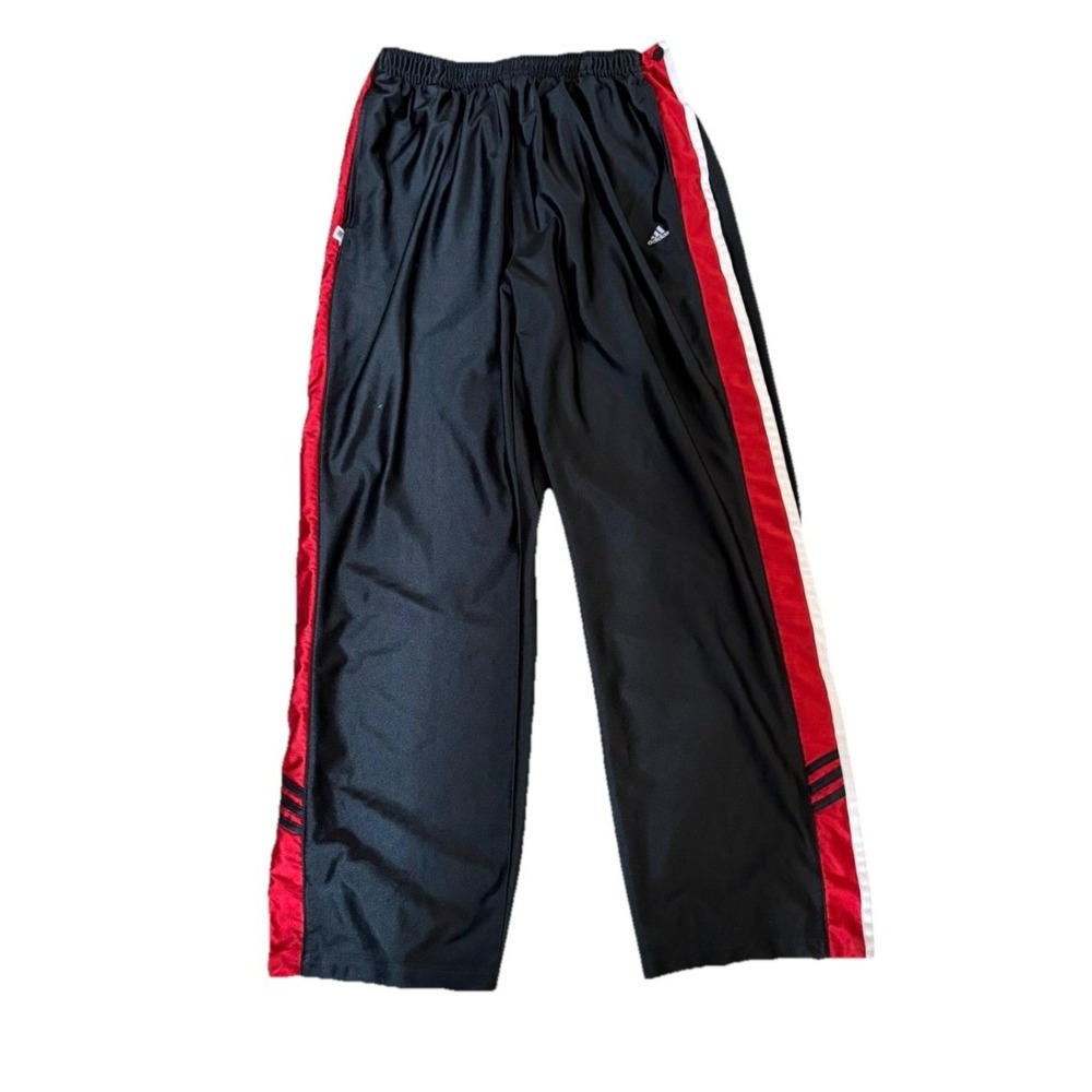 Vintage Y2K Adidas Track Pants Tear Away Snap Men 2XL Black Red Basketball
